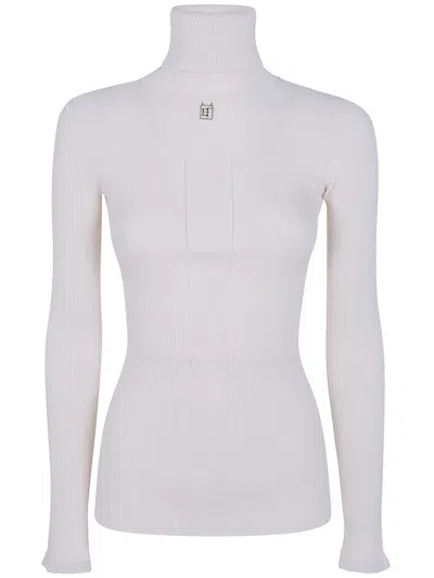 Elisabetta Franchi Tricot Turtle Neck Sweater In White