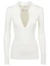 Elisabetta Franchi Polo-neck Chain-detail Top In White