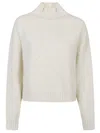 Elisabetta Franchi Tricot Turtle Neck Sweater In White