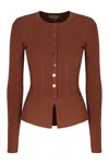 Elisabetta Franchi Sweater With Jewel Buttons In Brown