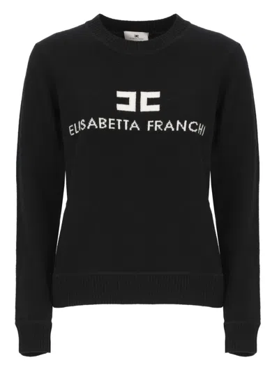 Elisabetta Franchi Sweater With Logo In Black