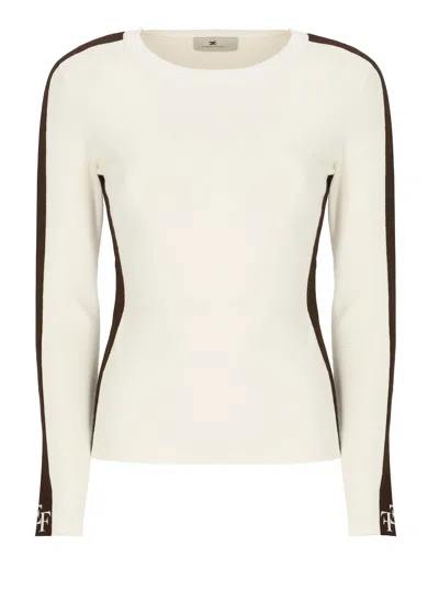 Elisabetta Franchi Sweater With Logo In White
