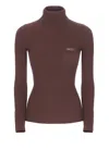 Elisabetta Franchi Ribbed Burgundy Sweater With Logo Detail In Burgundy