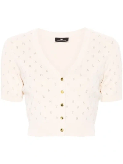 Elisabetta Franchi Sweater With Rhinestones In Neutrals