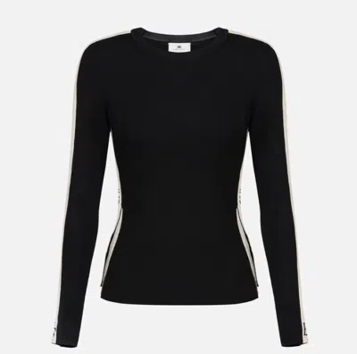 Elisabetta Franchi Sweater With Shiny Bands In Black
