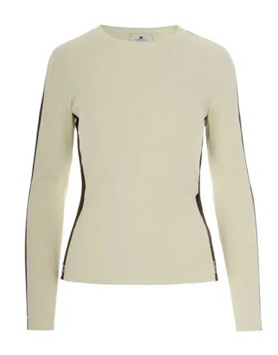 Elisabetta Franchi Sweater With Shiny Bands In Neutral