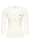 Elisabetta Franchi Ribbed V-neck Sweater With Decorative Buttons