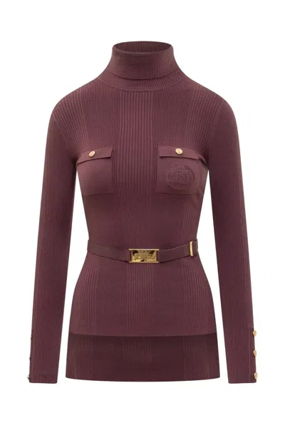 Elisabetta Franchi Sweaters In Burgundy