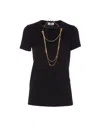 Elisabetta Franchi Logo T-shirt With Chain Detail And Charms In Black