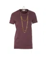 Elisabetta Franchi Crewneck Top Featuring Chain Detail And Charms In Burgundy