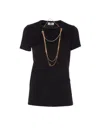 Elisabetta Franchi Logo T-shirt With Chain Detail And Charms In Black