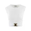 Elisabetta Franchi T-shirt In Jersey Di Cotone Con Logo Gioiello Bianca