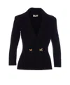 Elisabetta Franchi Black Double-breasted Blazer With Golden Buttons In Black