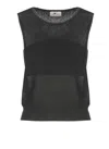 Elisabetta Franchi Sleeveless Sheer Knit Crewneck Sweater In Black