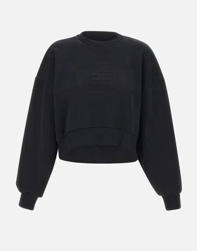 Elisabetta Franchi Cotton Sweatshirt With Logo In Black
