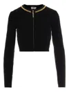 Elisabetta Franchi Cardigan In Maglia A Rombi Con Dettaglio Gioiello Nero In Black