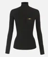 Elisabetta Franchi Turtleneck Sweater With Pocket In Black