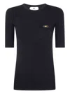 Elisabetta Franchi Ribbed Chain-embellished Top In Black