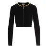 Elisabetta Franchi Cardigan In Maglia A Rombi Con Dettaglio Gioiello Nero In Black