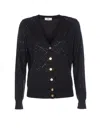 Elisabetta Franchi V-neck Textured Pattern Knitwear Cardigan In Black