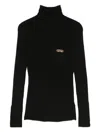 Elisabetta Franchi Ribbed Turtleneck Sweater Sweaters And Cardigans Black In Black