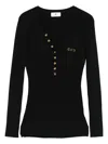 Elisabetta Franchi Ribbed Knit Top With Breast Pocket Clothing In Black