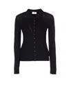 Elisabetta Franchi Long Sleeve Cardigan With Ribbed Texture And Pockets In Black
