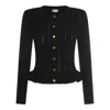 Elisabetta Franchi Fitted Cardigan With Gold Button Cuffs In Black