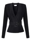 Elisabetta Franchi Black Belted Knitted Jacket In Black