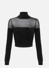 Elisabetta Franchi Brushed Insert Turtleneck Sweater Sweaters And Cardigans Black In Black