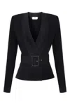 Elisabetta Franchi Black Belted Knitted Jacket In Black