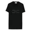 Elisabetta Franchi Black T-shirt With Embroidered Logo On The Front In Cotton Woman In Black