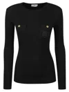 Elisabetta Franchi Knitted Silk And Viscose Top In Black