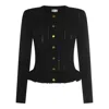 Elisabetta Franchi Fitted Cardigan With Gold Button Cuffs In Black