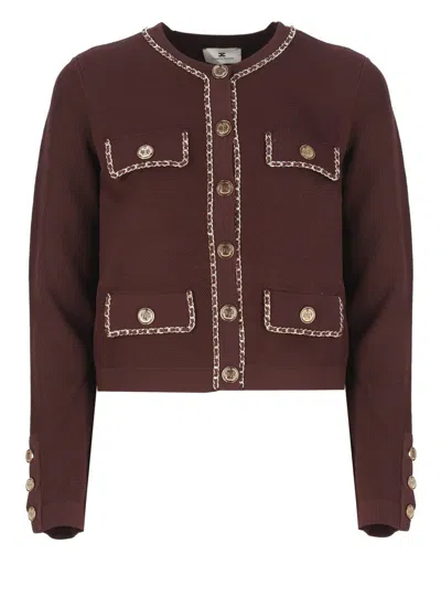 Elisabetta Franchi Sweaters Bordeaux In Bordeaux