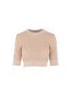 Elisabetta Franchi Sequin-embellished Cable-knit Sweater In Brown