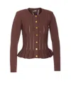 Elisabetta Franchi Knit Jacket With Openwork Details In Brown
