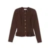 Elisabetta Franchi Knit Jacket With Openwork Details In Brown