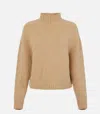 Elisabetta Franchi Textured Knit Mock Neck Top With Long Sleeves In Brown