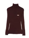 Elisabetta Franchi Turtleneck Sweater With Pocket In Brown