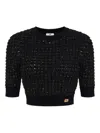 Elisabetta Franchi Sequin-embellished Cropped Sweater In Black