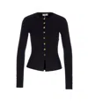 Elisabetta Franchi Fitted Cardigan With Gold Button Cuffs In Gold