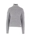 Elisabetta Franchi Sequin-embellished High-neck Sweater In Gray