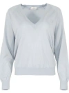Elisabetta Franchi Wool Blend Tricot V-neck Sweater In Gray