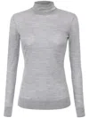 Elisabetta Franchi Gray Wool Turtleneck Sweater With Logo Embroidery In Grey