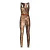 Elisabetta Franchi Printed Jumpsuit In Brown