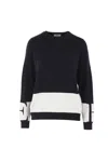 Elisabetta Franchi Inlaid Logos Colour-block Crewneck Sweater In Black