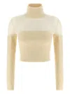 Elisabetta Franchi Brushed Insert Turtleneck Sweater Sweaters And Cardigans White In Multi