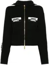 Elisabetta Franchi Logo-jacquard Hooded Cardigan In Multicolor