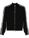 Elisabetta Franchi Zip-up High Neck Cardigan In Nero/burro